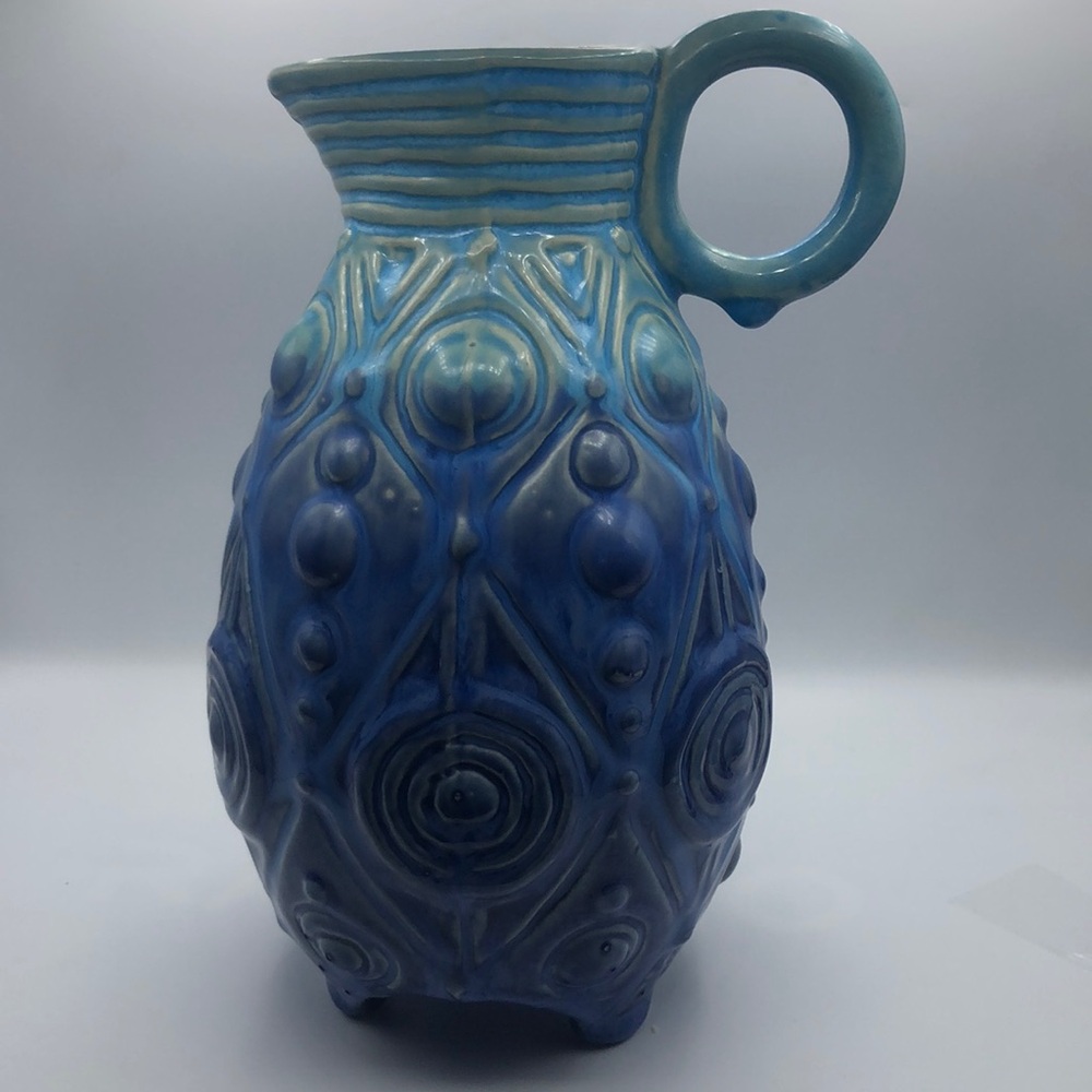 Anthro Ceramic Pitcher/Vase Blue Ombre EC